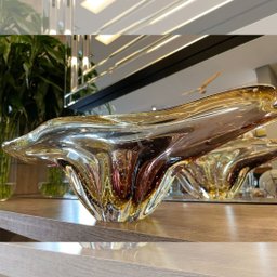 Centro De Mesa Em Cristal Murano Âmbar E Lilás - São Marcos - 4