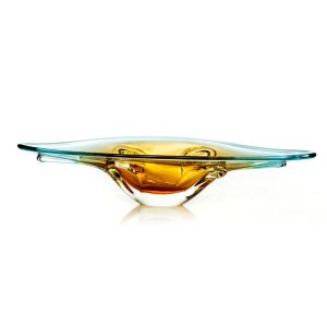 Centro de Mesa em Cristal Murano Azul e Âmbar - São Marcos