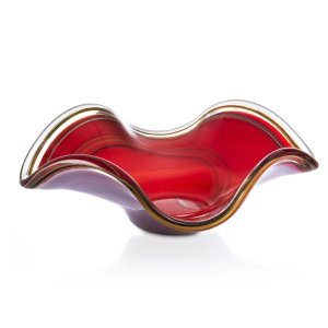 Centro Onda em Cristal Murano Vermelho e Preto - São Marcos