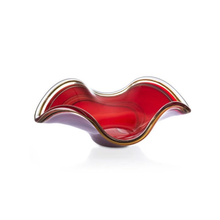 Centro Onda em Cristal Murano Vermelho e Preto - São Marcos