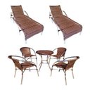 Ver imagem 1 de KIT 02 ESPREGUIÇADEIRAS + 04 CADEIRAS + 01 MESA, PISCINA, ÁREA EXTERNA, ALUMÍNIO E FIBRA SINTÉTICA