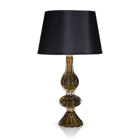 Abajur em Cristal Murano Preto e Ouro 24 K - São Marcos