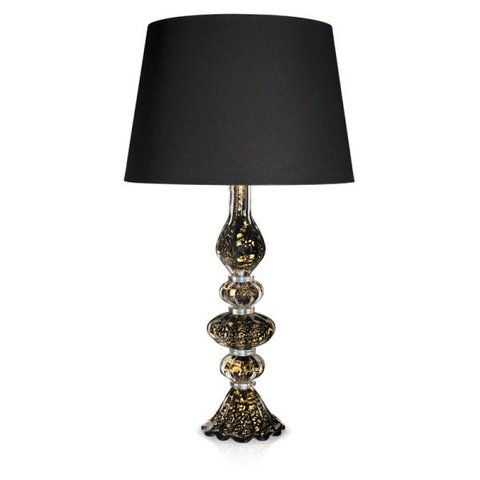 Abajur em Cristal Murano Preto e Ouro 24 K - São Marcos