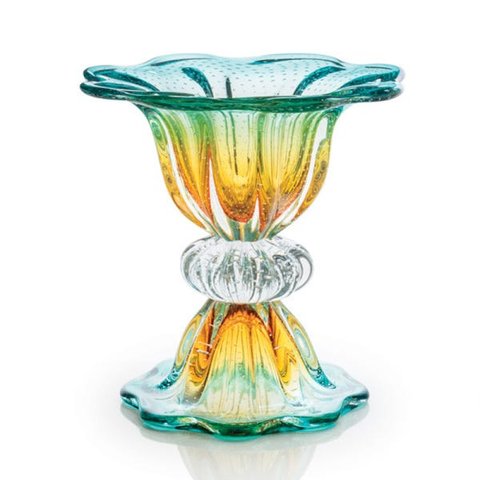 Vaso Em Cristal Murano Esmeralda - Assinado - São Marcos