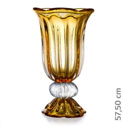 Vaso Em Cristal Murano Âmbar - Assinado - São Marcos - 2