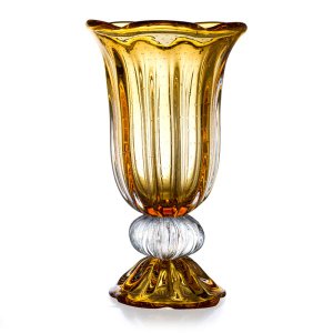 Vaso Em Cristal Murano Âmbar - Assinado - São Marcos