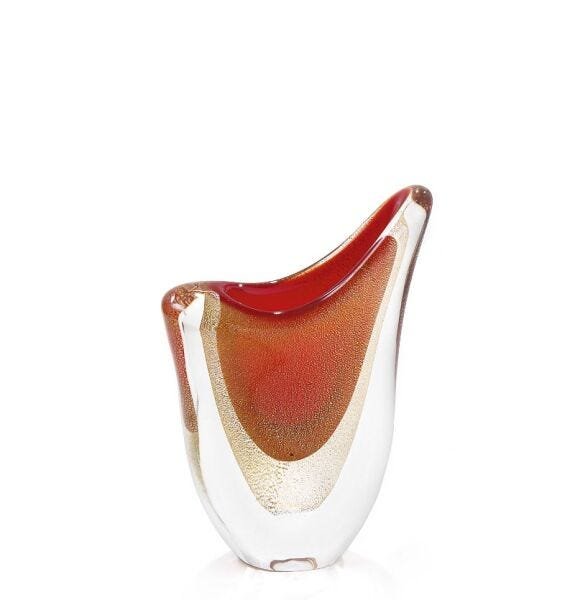 Vaso Em Cristal Murano Vermelho Com Ouro 24 K - São Marcos - 1