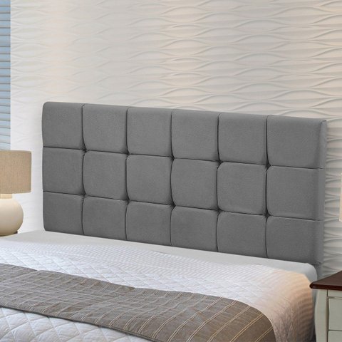 Cabeceira Cama Box Casal 1,40 Estofada Julia Veludo Chumbo - Star Confort Julia Cabeceira Confortave