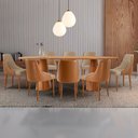 Ver imagem 1 de Sala de Jantar Mesa Noronha 220cm Tampo Orgânico e 8 Cadeiras Esmeralda