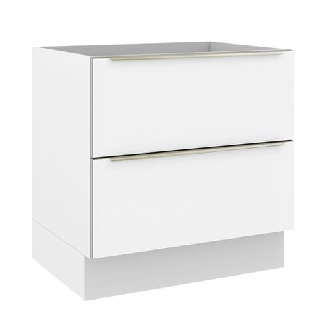 Balcão Madesa Lux 80 cm 2 Gavetas (Sem Tampo) Branco/Branco Veludo Cor:Branco/Branco Veludo