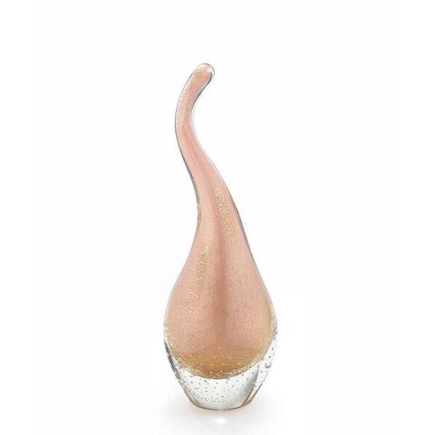 Escultura Em Cristal Murano Rosa Com Ouro 24 K - São Marcos