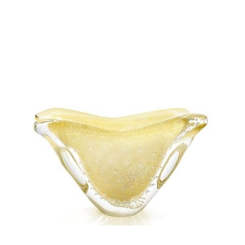 Vaso Em Cristal Murano Pérola Com Ouro 24 K - São Marcos