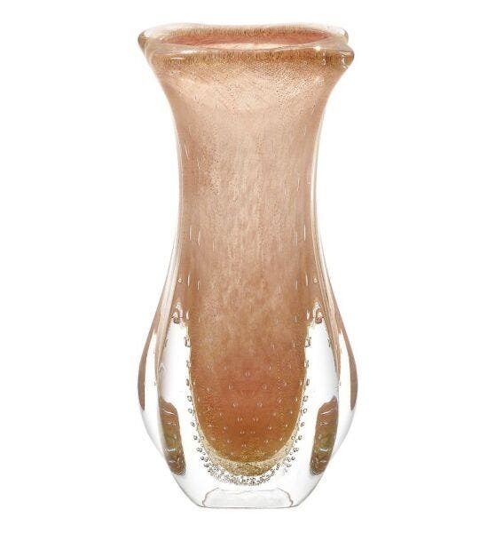 Vaso Em Cristal Murano Rosa Com Ouro 24 K - São Marcos - 1