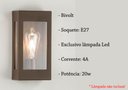 Ver imagem 5 de Arandela Externa Marrom Retangular Vintage E27 Muro Zan87
