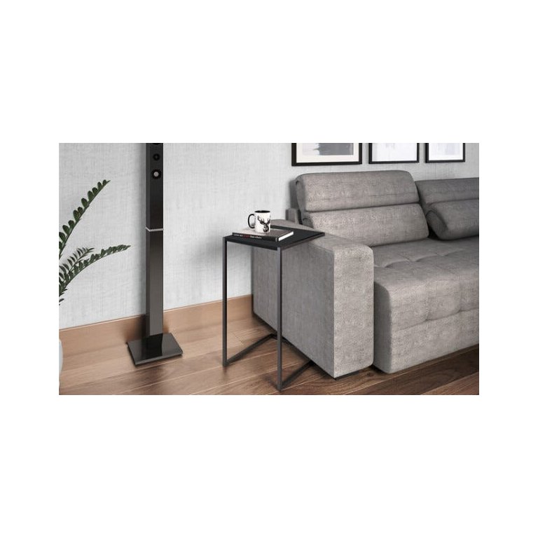 Mesa Lateral Estilo Industrial 35x40cm 27820 Steel Quadra Artesano - Preto