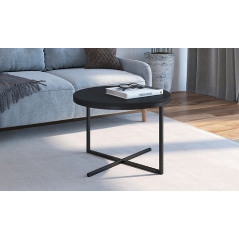 Mesa Lateral Estilo Industrial Baixa Volpi 24816 Artesano - Preto