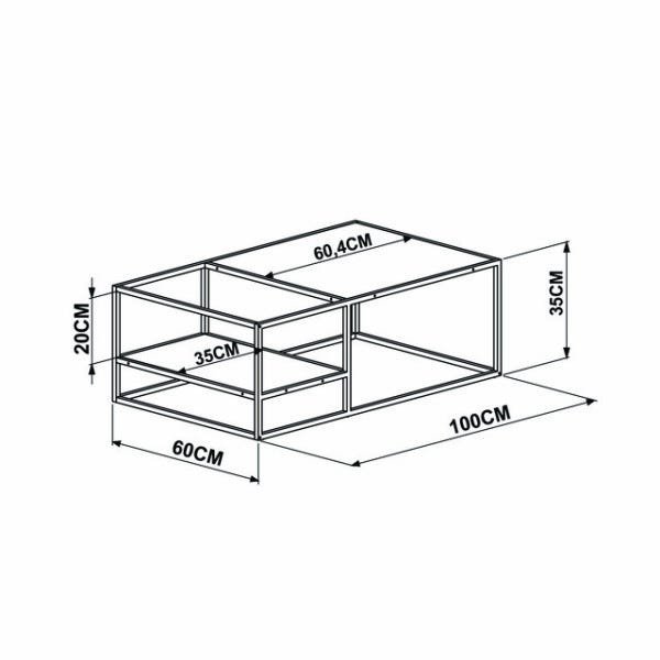 Mesa de Centro 1m 2 Prateleiras Estrutura Metálica 27854 Steel Quadra Artesano - Vermont/preto Fosco - 3