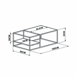 Mesa de Centro 1m 2 Prateleiras Estrutura Metálica 27854 Steel Quadra Artesano - Vermont/preto Fosco - 3