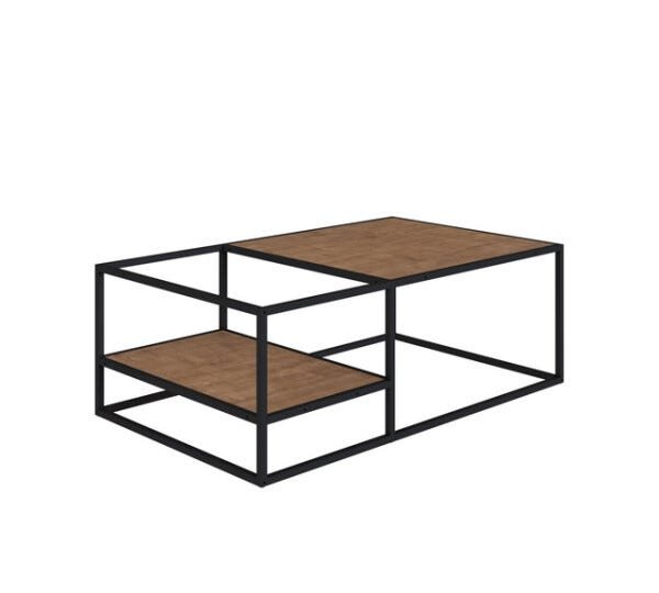 Mesa de Centro 1m 2 Prateleiras Estrutura Metálica 27854 Steel Quadra Artesano - Vermont/preto Fosco - 2