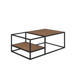 Mesa de Centro 1m 2 Prateleiras Estrutura Metálica 27854 Steel Quadra Artesano - Vermont/preto Fosco - 2