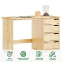 Ver imagem 3 de Escrivaninha Madeira 4 Gavetas Desenho Emma Natural Idimex