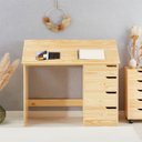 Ver imagem 1 de Escrivaninha Madeira 4 Gavetas Desenho Emma Natural Idimex