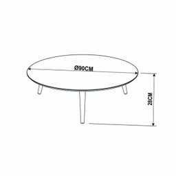 Mesa de Centro Redonda Valentinna Preto Pé Palito Claro Retrô Artesano - 3