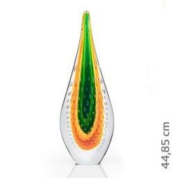 Escultura Em Cristal Murano Esmeralda E Âmbar - São Marcos - 2