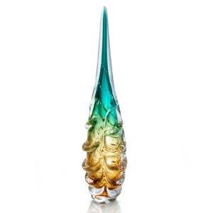 Escultura Em Cristal Murano Esmeralda E Âmbar - São Marcos