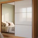 Ver imagem 1 de Guarda Roupa Casal 100% MDF 2 Portas de Correr e 6 Gavetas com Espelho 220x230cm Cinamomo/Off White