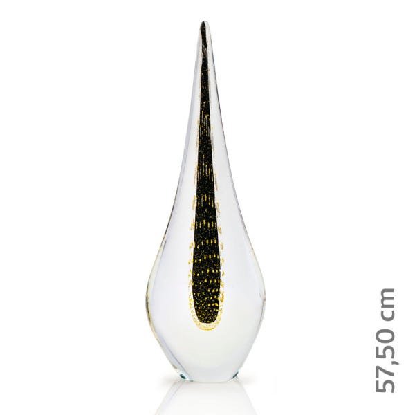 Escultura Em Cristal Murano Preto E Ouro 24 K - São Marcos - 2