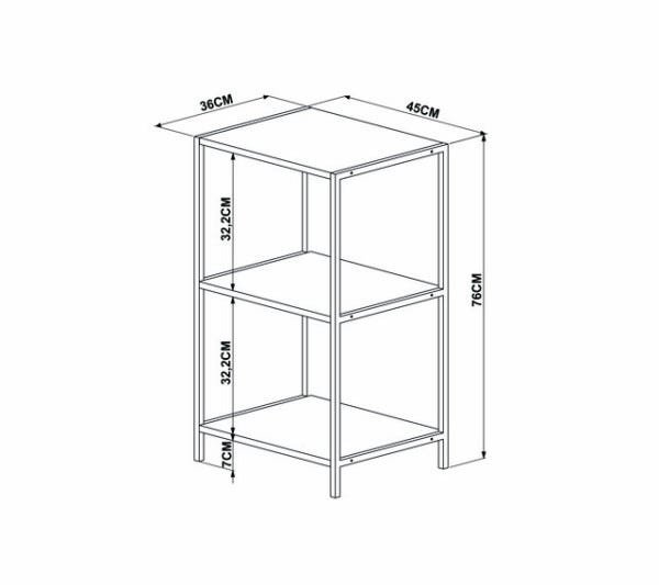 Estante Baixa 45cm Prateleiras Estrutura Metálica 27867 Steel Quadra Artesano - Vermont/preto Fosco - 3