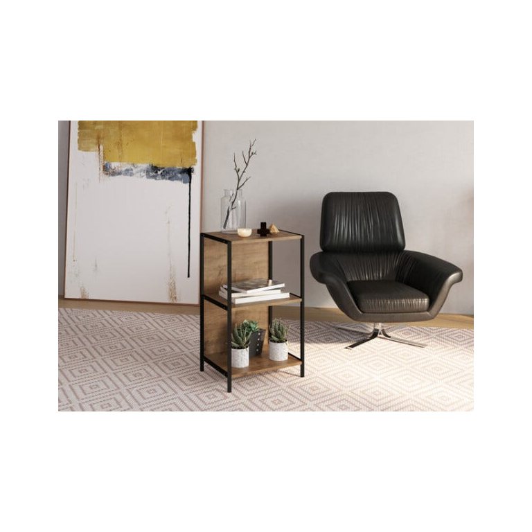 Estante Baixa 45cm Prateleiras Estrutura Metálica 27867 Steel Quadra Artesano - Vermont/preto Fosco