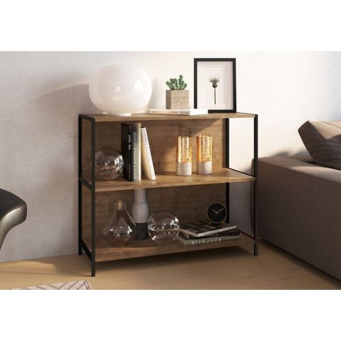 Estante Baixa 90cm Prateleiras Estrutura Metálica 27868 Steel Quadra Artesano - Vermont/preto Fosco