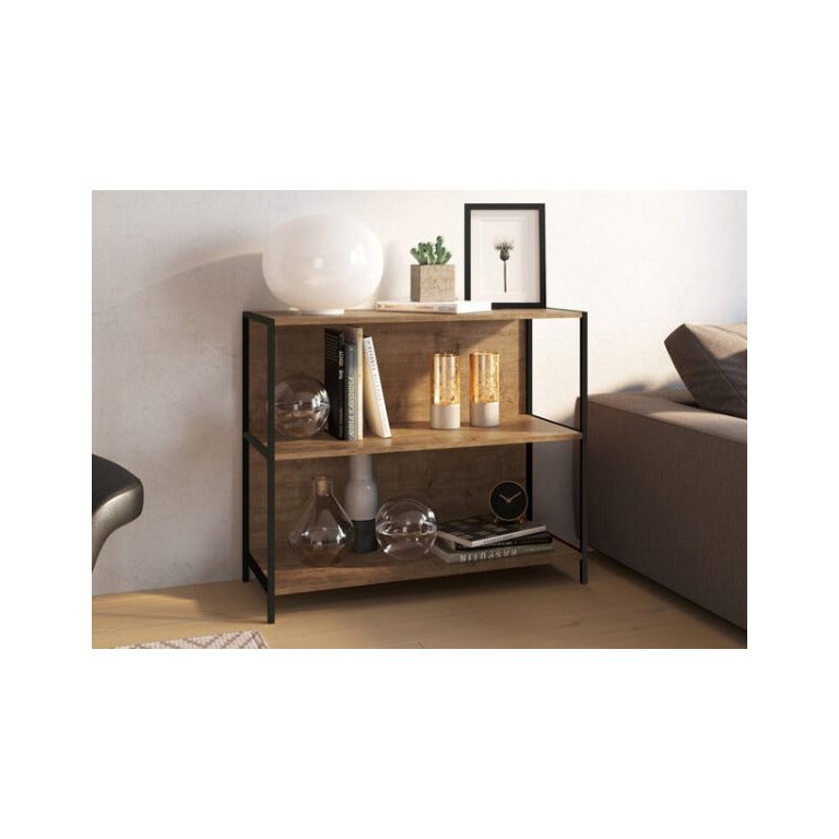 Estante Baixa 90cm Prateleiras Estrutura Metálica 27868 Steel Quadra Artesano - Vermont/preto Fosco