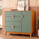 Ver imagem 2 de Cômoda Sapateira 4 Gavetas 1 Porta 100% Mdf Cauê Cinamomo-sálvia