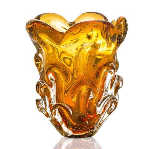 Vaso Em Cristal Murano Âmbar - São Marcos