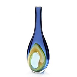 Vaso Em Cristal Murano Azul - São Marcos - 1