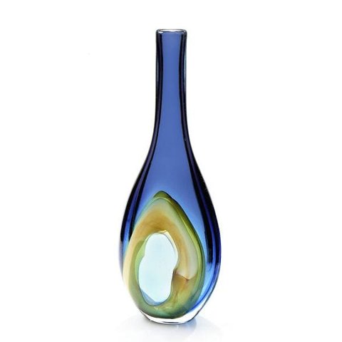 Vaso Em Cristal Murano Azul - São Marcos