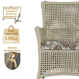 1 Poltrona e 1 Mesa Igapó em Alumínio Pintura Marrom Corda Náutica Estofado 6 - 4
