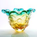 Ver imagem 1 de Vaso Em Cristal Murano Esmeralda E Âmbar - São Marcos