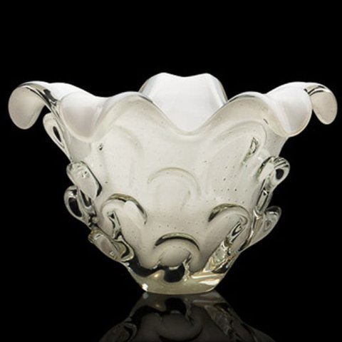 Vaso Em Cristal Murano Branco - São Marcos
