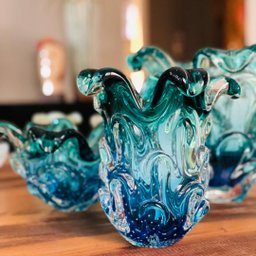 Vaso Em Cristal Murano Água Marinha E Esmeralda - São Marcos - 4