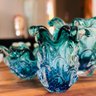 Vaso Em Cristal Murano Água Marinha E Esmeralda - São Marcos - 4