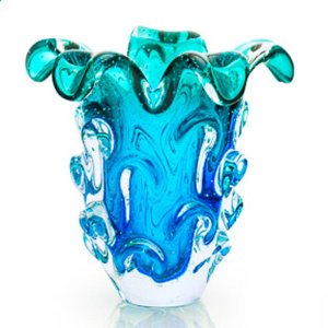 Vaso Em Cristal Murano Água Marinha E Esmeralda - São Marcos