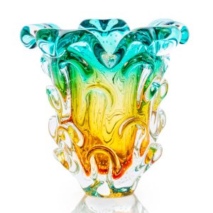 Vaso Em Cristal Murano Esmeralda E Âmbar - São Marcos