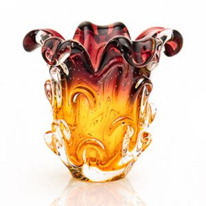 Vaso Em Cristal Murano Lilás E Âmbar - São Marcos
