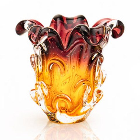 Vaso Em Cristal Murano Lilás E Âmbar - São Marcos