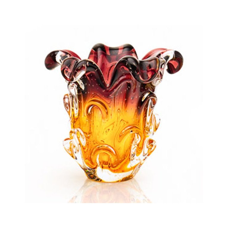 Vaso Em Cristal Murano Lilás E Âmbar - São Marcos Vaso Em Cristal Murano Lilás E Âmbar - São Marcos