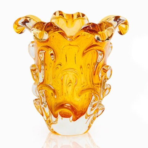 Vaso Em Cristal Murano Âmbar - São Marcos